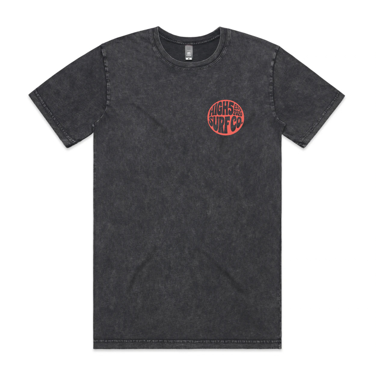 High 5 Black Stonewashed T-shirt – Red Logo